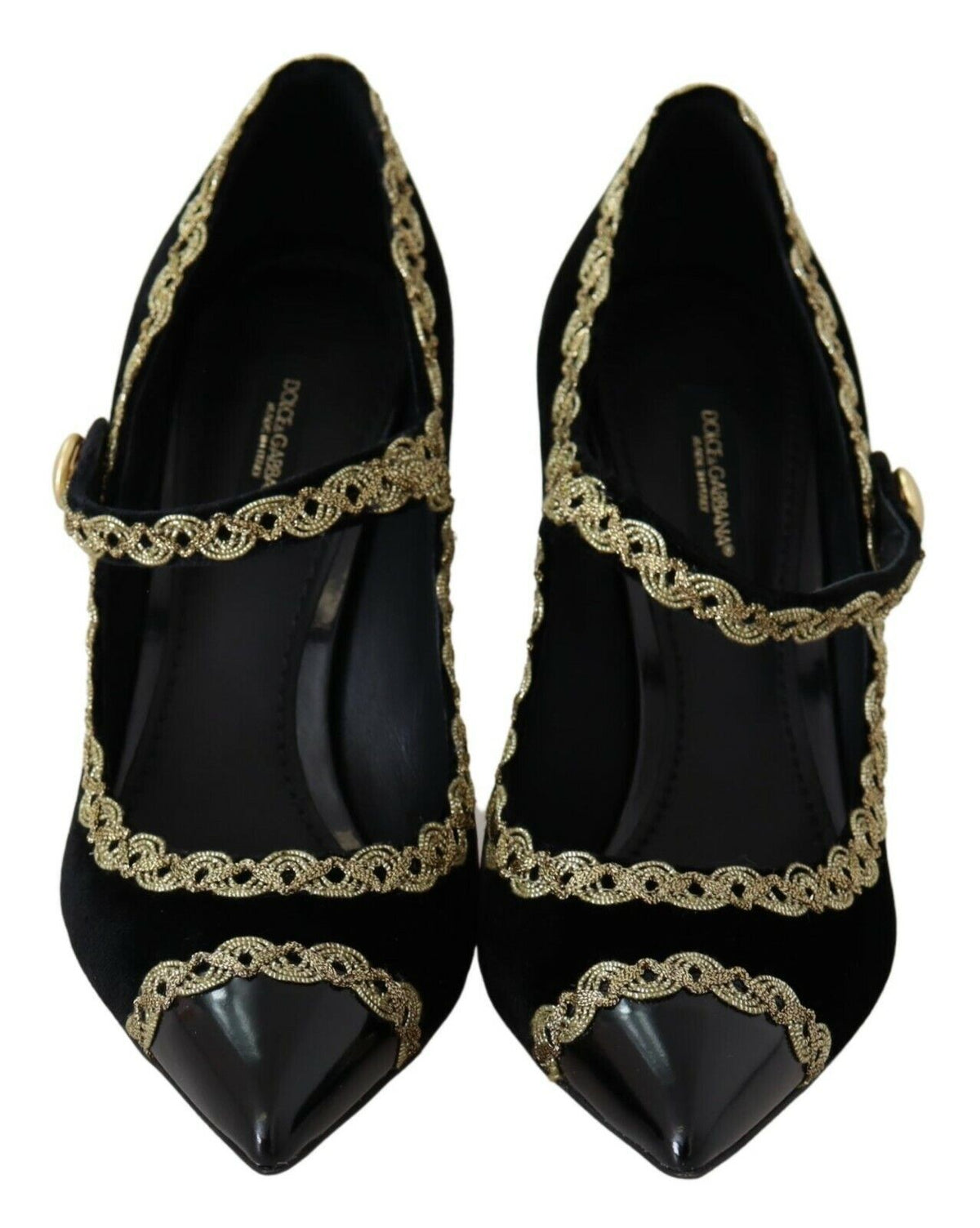 Dolce & Gabbana Schwarz verschönert Samt Mary Jane Pumps Schuhe