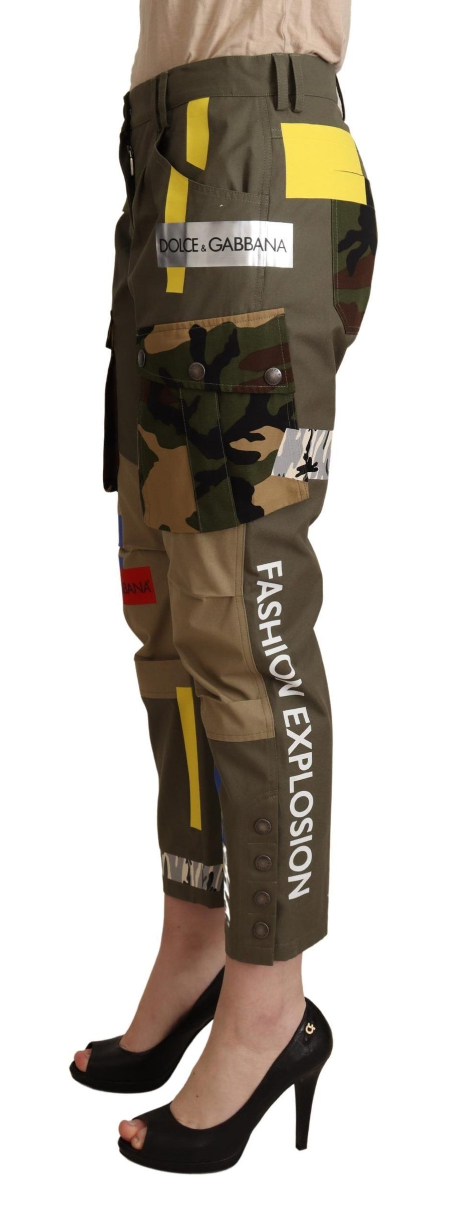 Dolce & Gabbana Green Military Cargo Cotton Trousers