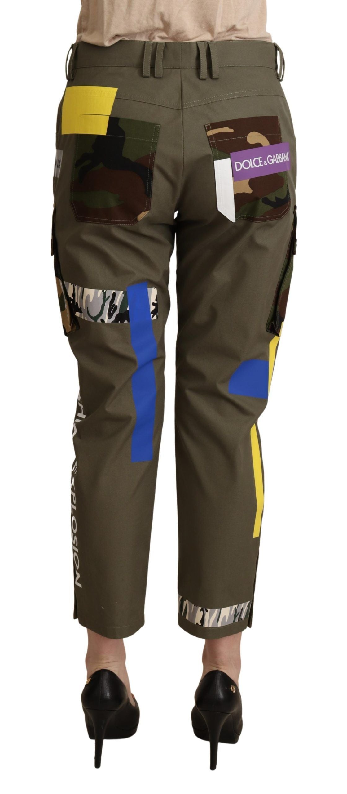 Dolce & Gabbana Green Military Cargo Cotton Trousers