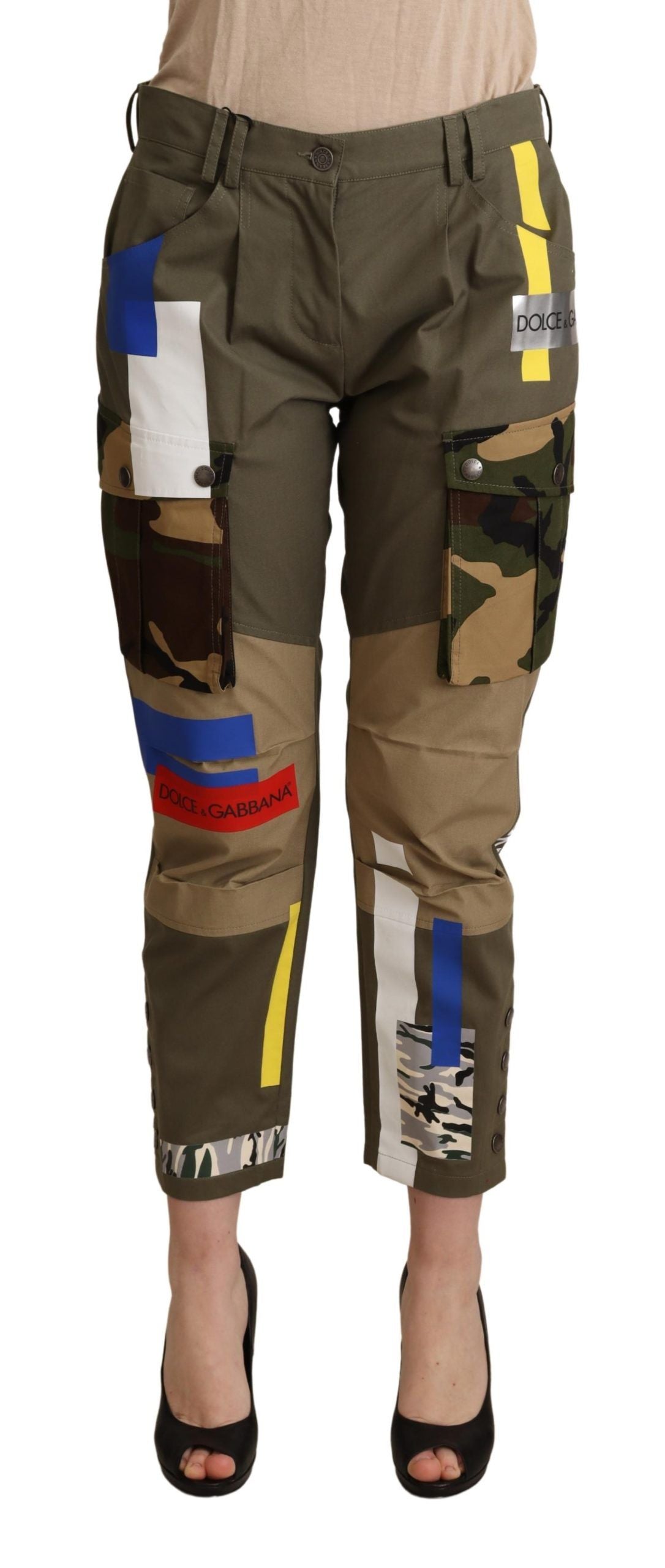 Dolce & Gabbana Green Military Cargo Cotton Trousers