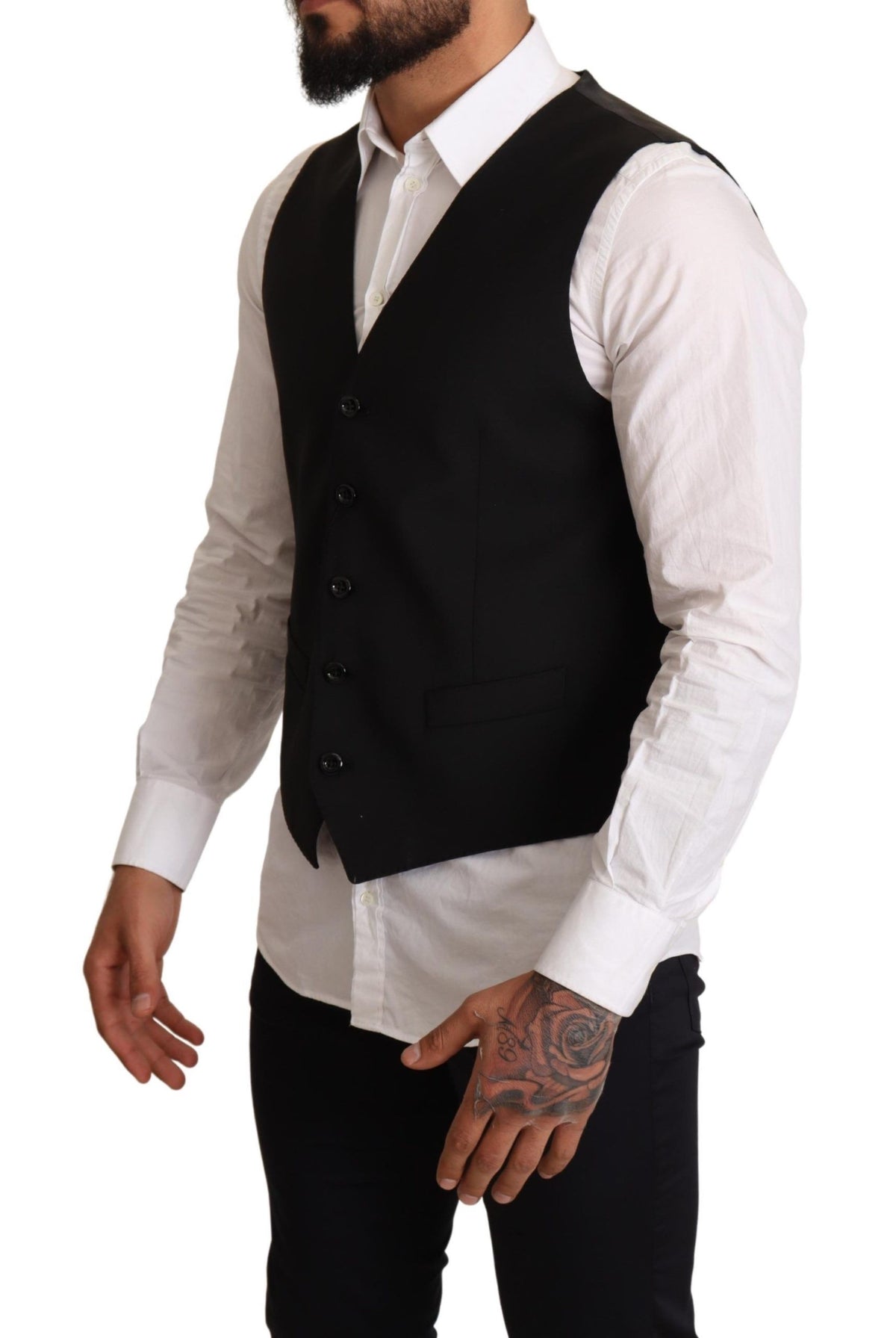 Dolce & Gabbana Black Formal Wool Vest Dress