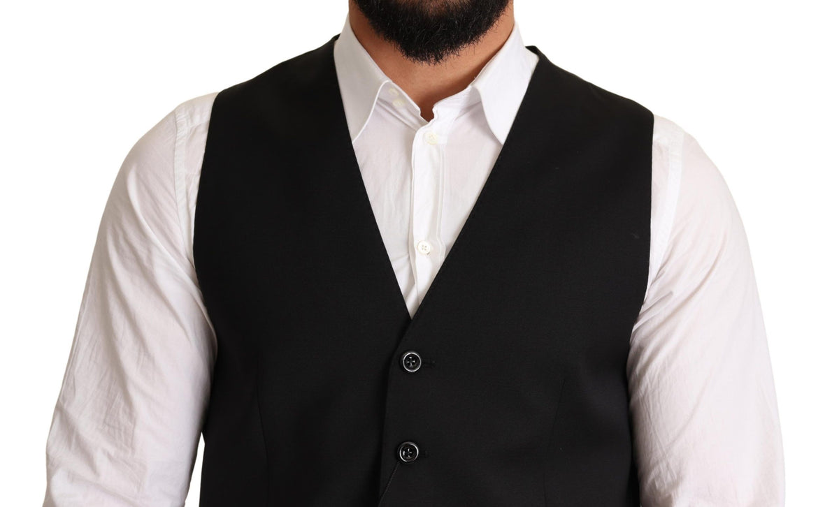 Dolce & Gabbana Black Formal Wool Vest Dress