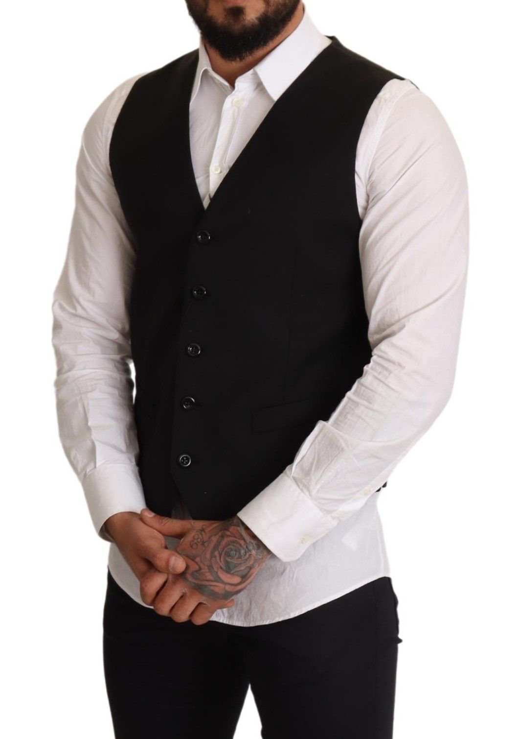 Dolce & Gabbana Black Formal Wool Vest Dress