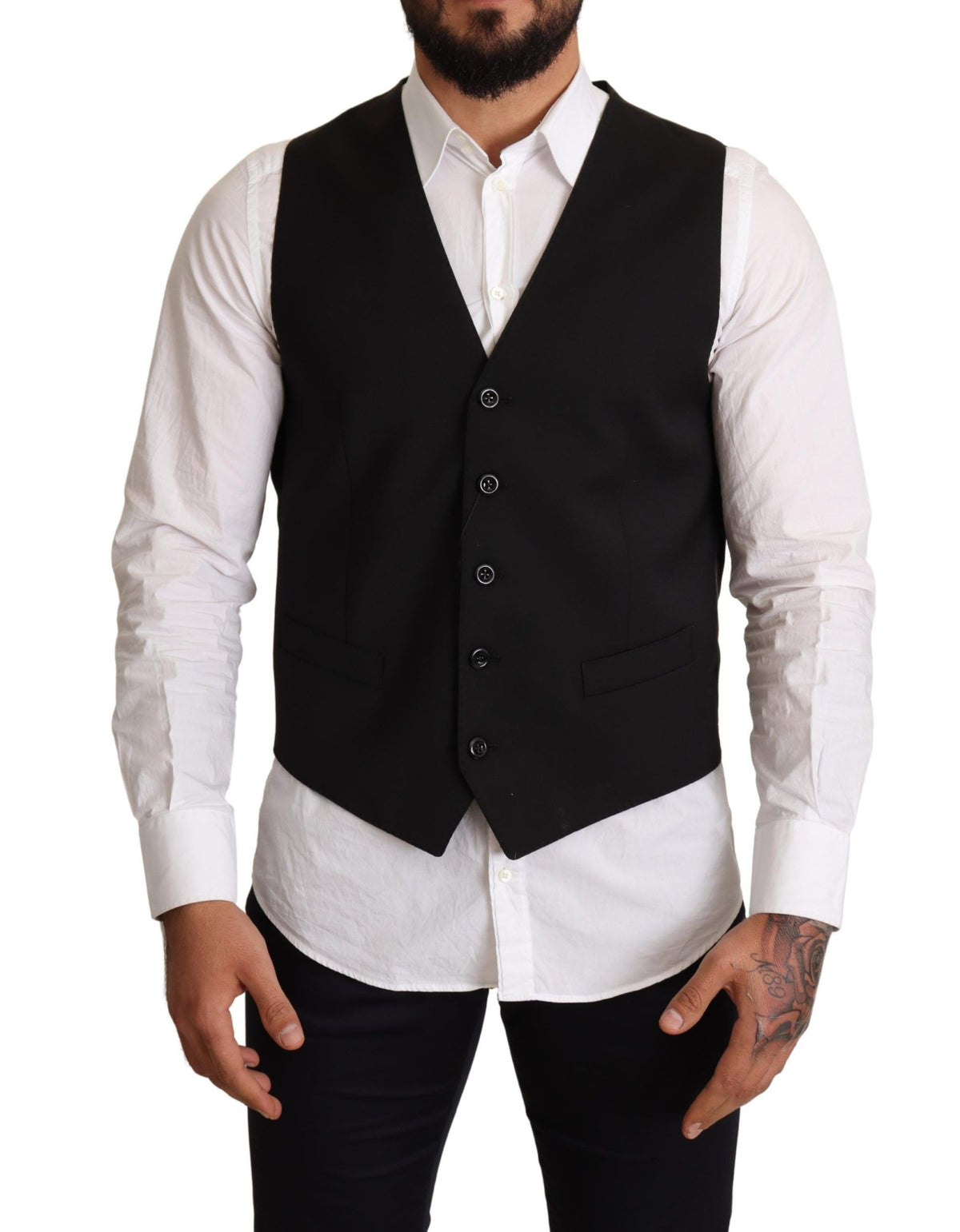 Dolce & Gabbana Black Formal Wool Vest Dress