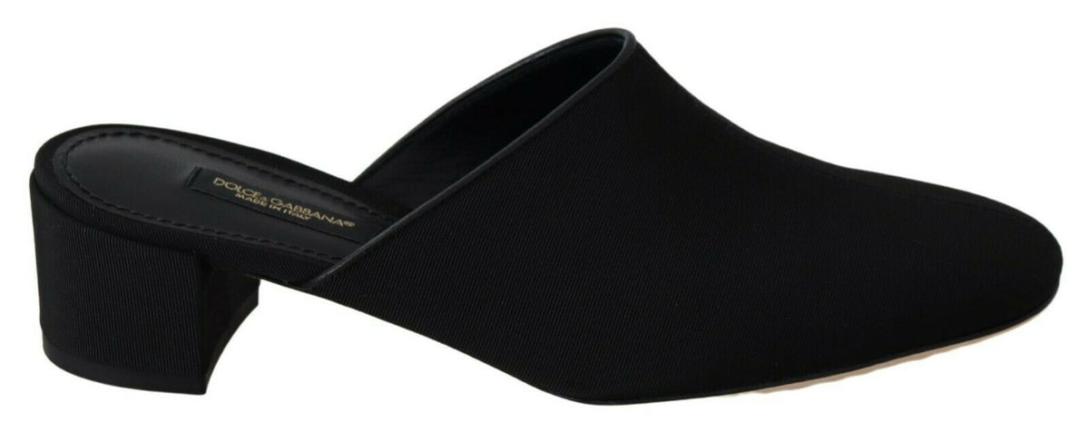 Dolce & Gabbana Schwarze Grosgrain-Sandalen Sandalen Frauen Schuhe