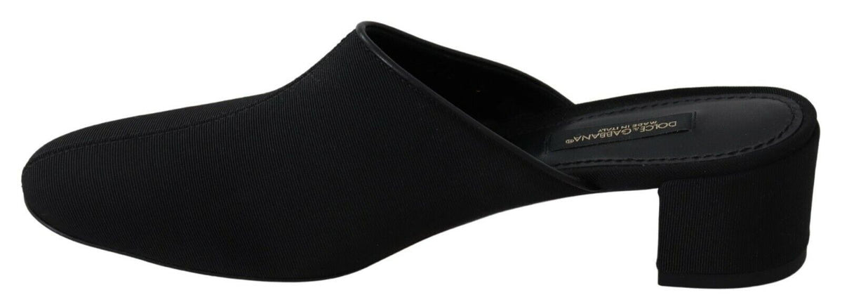 Dolce & Gabbana Schwarze Grosgrain-Sandalen Sandalen Frauen Schuhe