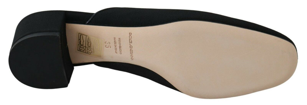 Dolce & Gabbana Schwarze Grosgrain-Sandalen Sandalen Frauen Schuhe