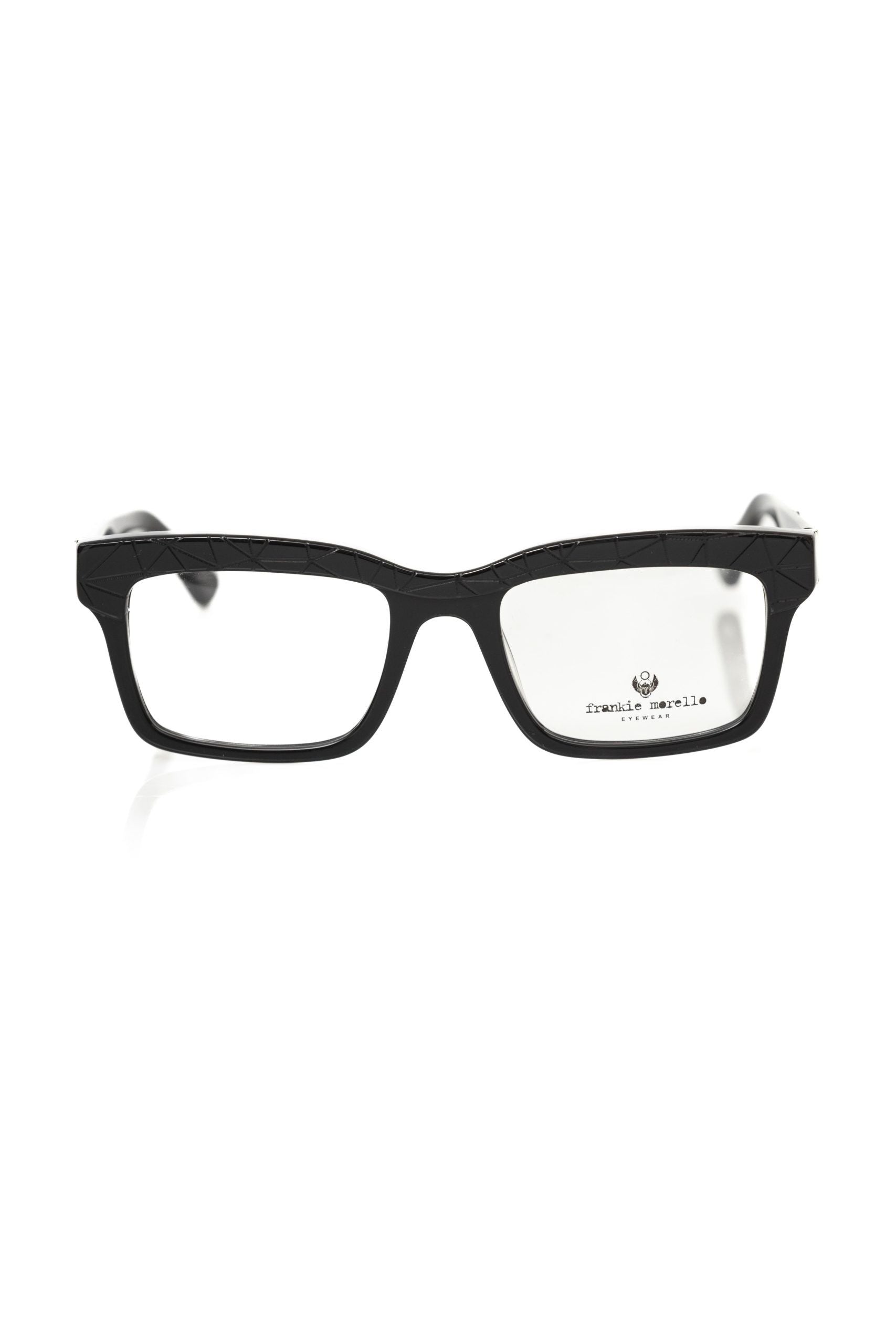 Frankie Morello schwarze Wayfarer Herren-Brille aus Acetat mit geometrischem Muster