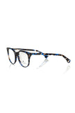 Frankie Morello blaue Herren-Brille im Wayfarer-Stil aus Acetat mit geometrischem Muster