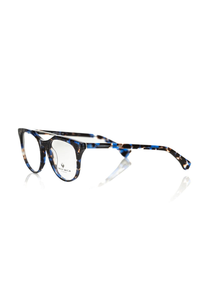 Frankie Morello blaue Herren-Brille im Wayfarer-Stil aus Acetat mit geometrischem Muster