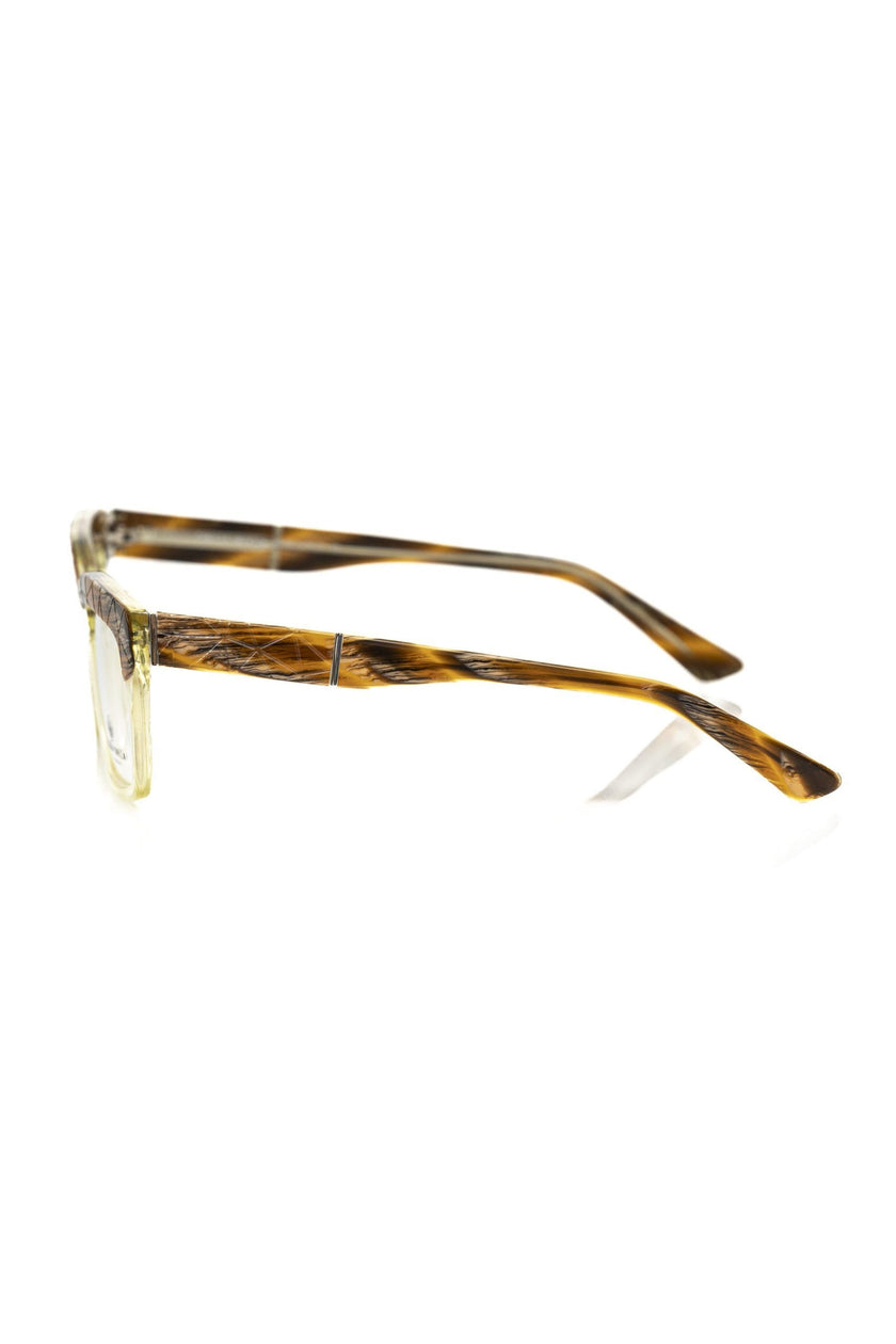 Frankie Morello braune Herrenbrille aus Acetat mit Havana-Oberprofil und farbigen Bügeln