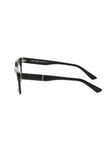 Schwarze Frankie Morello Wayfarer Herren-Brille aus Acetat mit geometrischem Muster und lebhaften Bügeln
