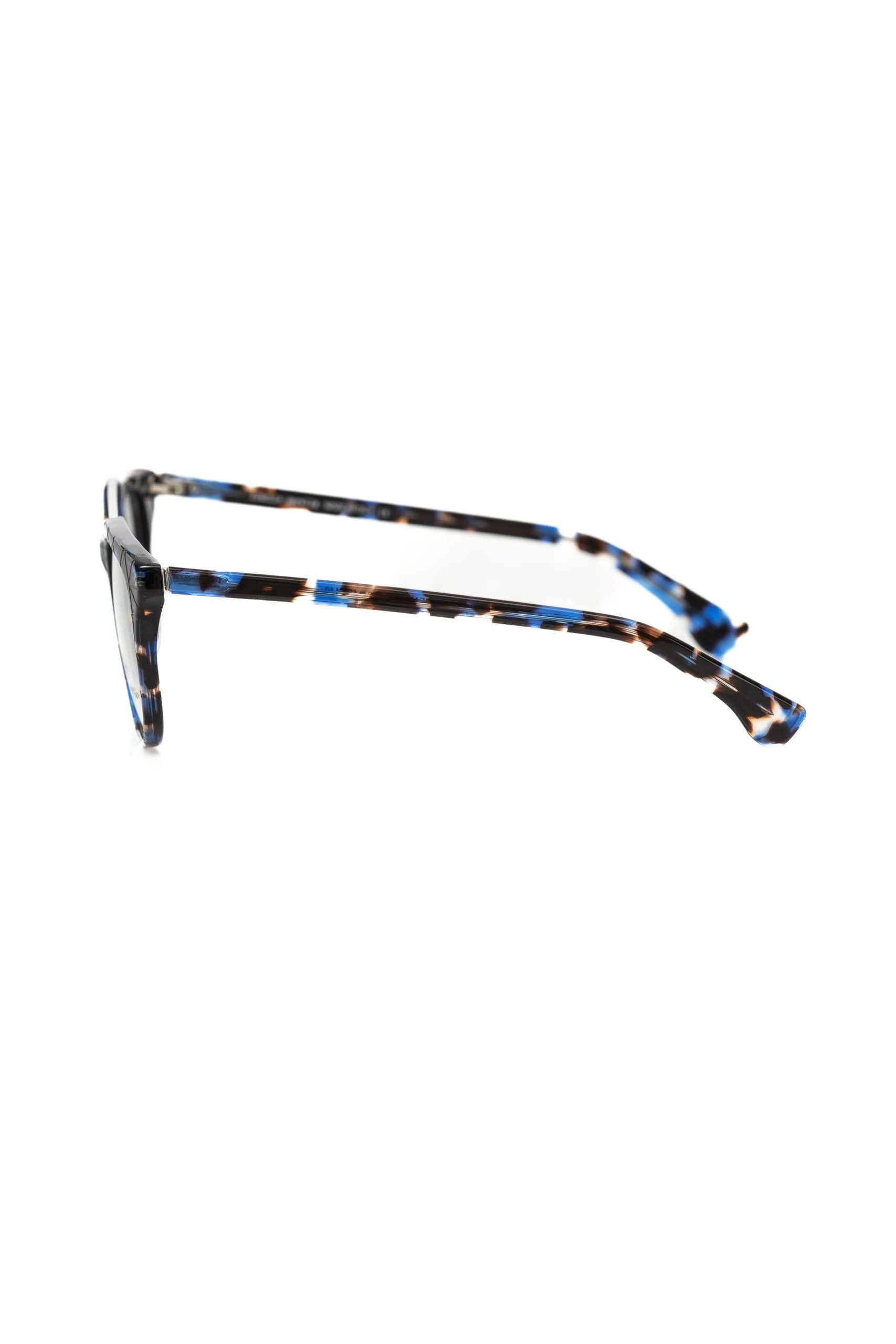 Frankie Morello blaues Herren-Acetatgestell mit geometrischem Muster und Wayfarer-Form