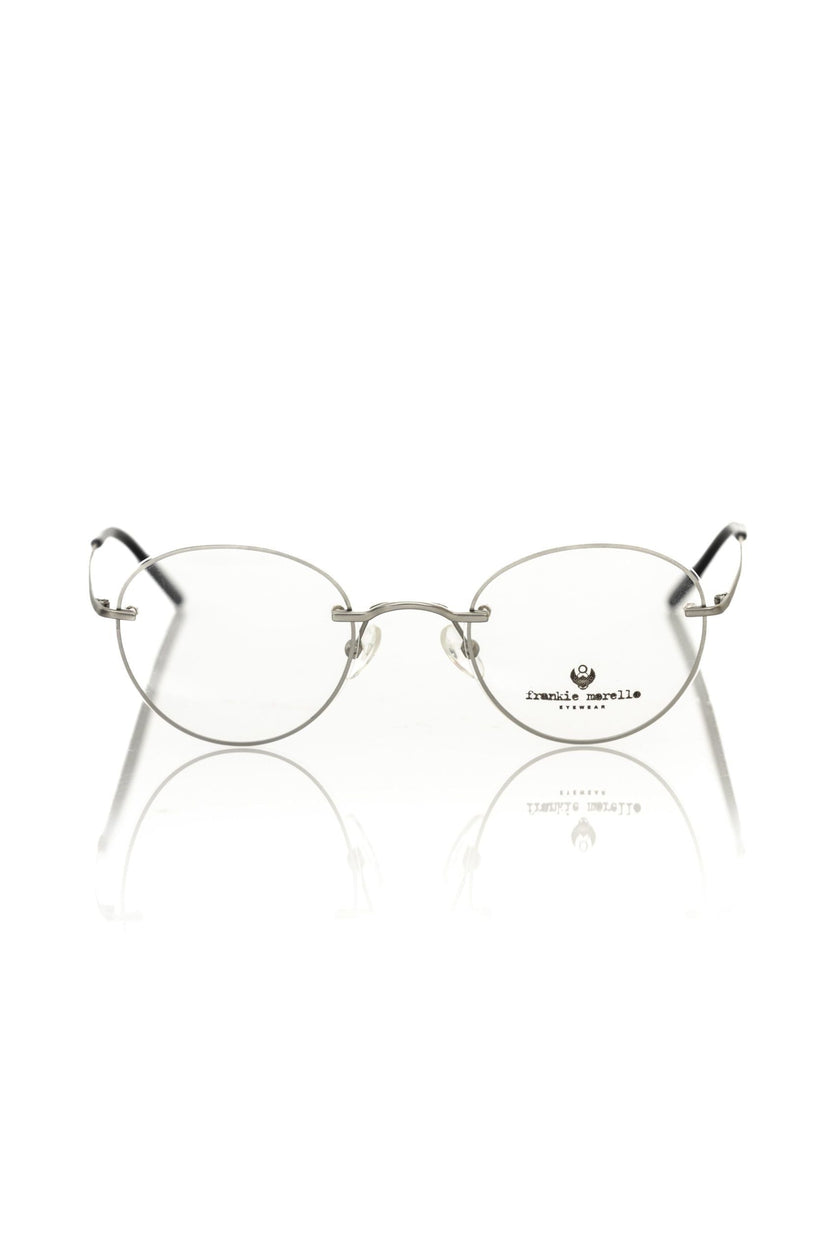 Frankie Morello silberne Herrenbrille mit rundem Metallrahmen im modernen Look