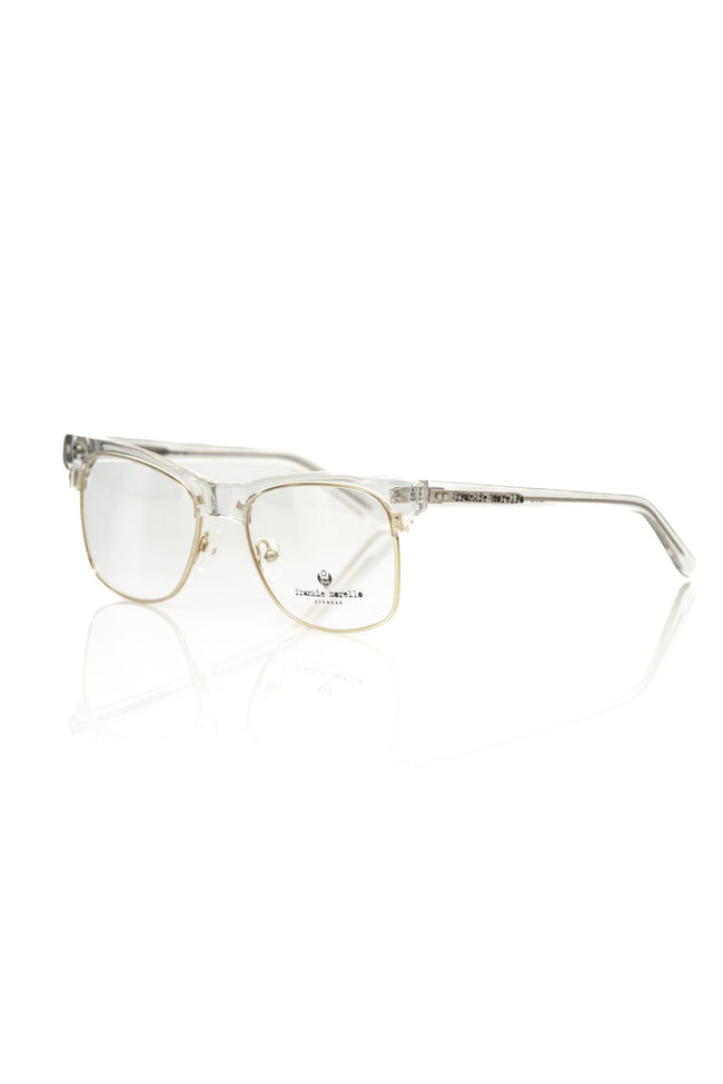 Frankie Morello goldene Metallfaser-Brille für Herren mit transparentem Oberprofil und Logo auf den Bügeln, italienische Luxusfassung