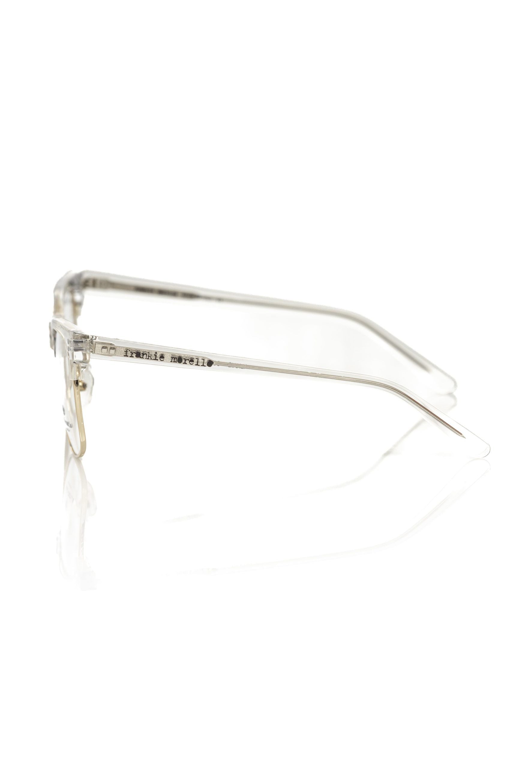 Frankie Morello goldene Metallfaser-Brille für Herren mit transparentem Oberprofil und Logo-Bügeln in Gold