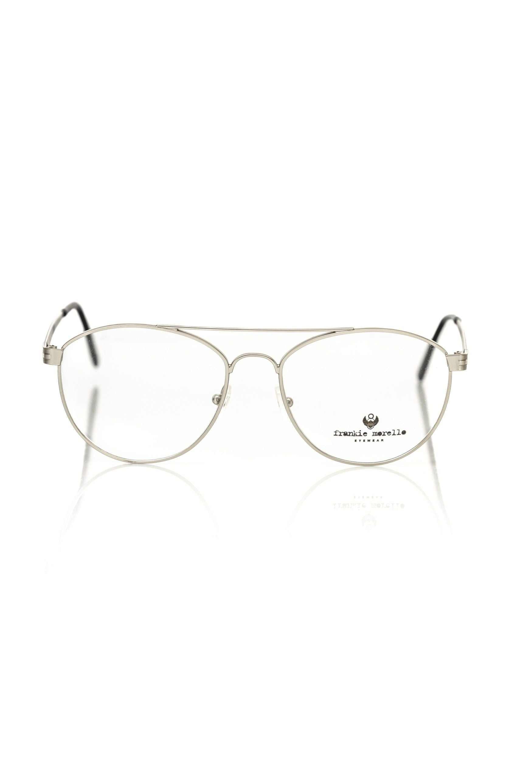 Frankie Morello silberne Pilotenbrille aus Metallfasern unisex elegant