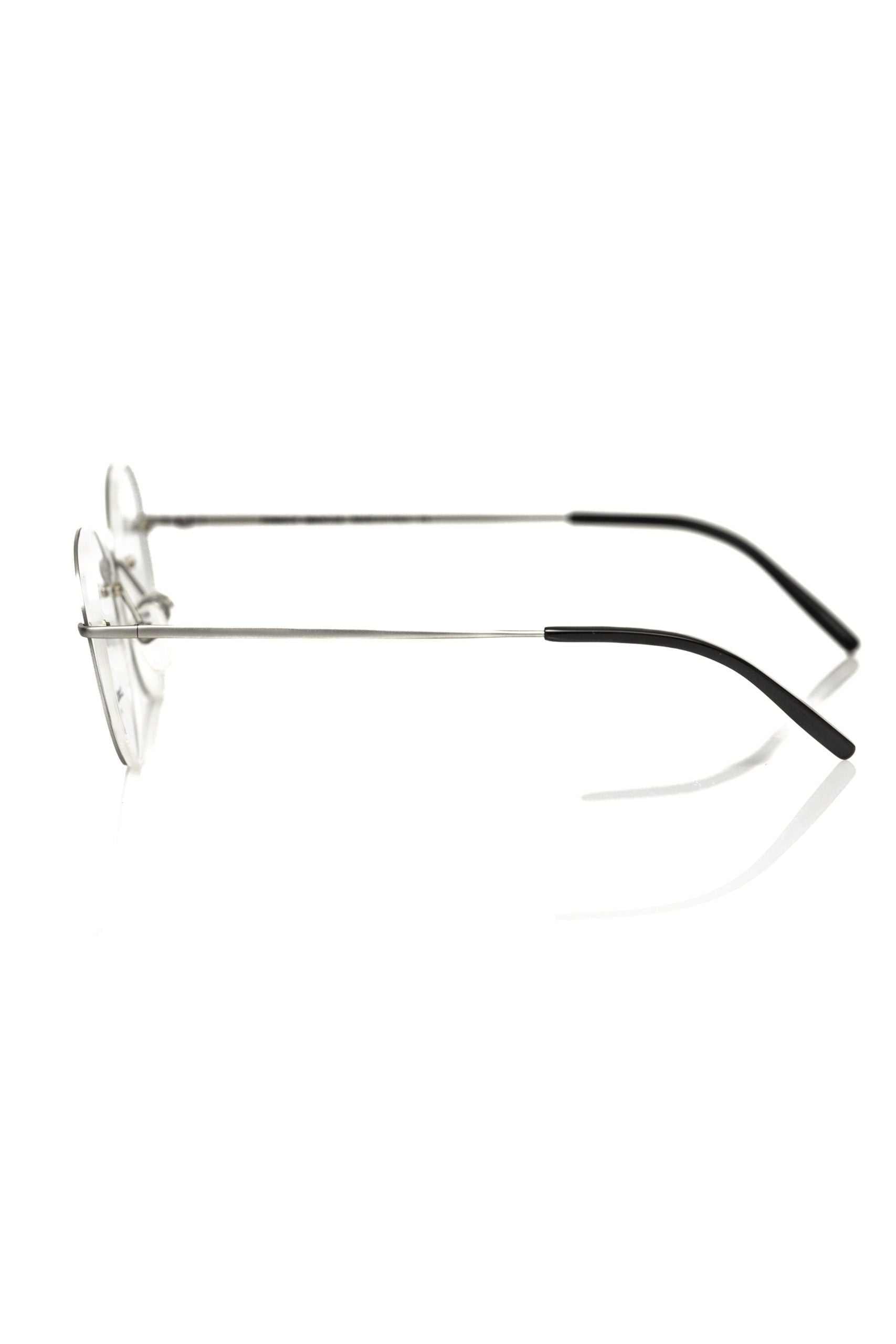 Silberne Frankie Morello Herrenbrille mit rundem Metallrahmen in modernem Design