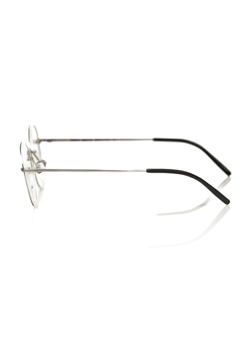 Silberne Frankie Morello Herrenbrille mit rundem Metallrahmen in modernem Design