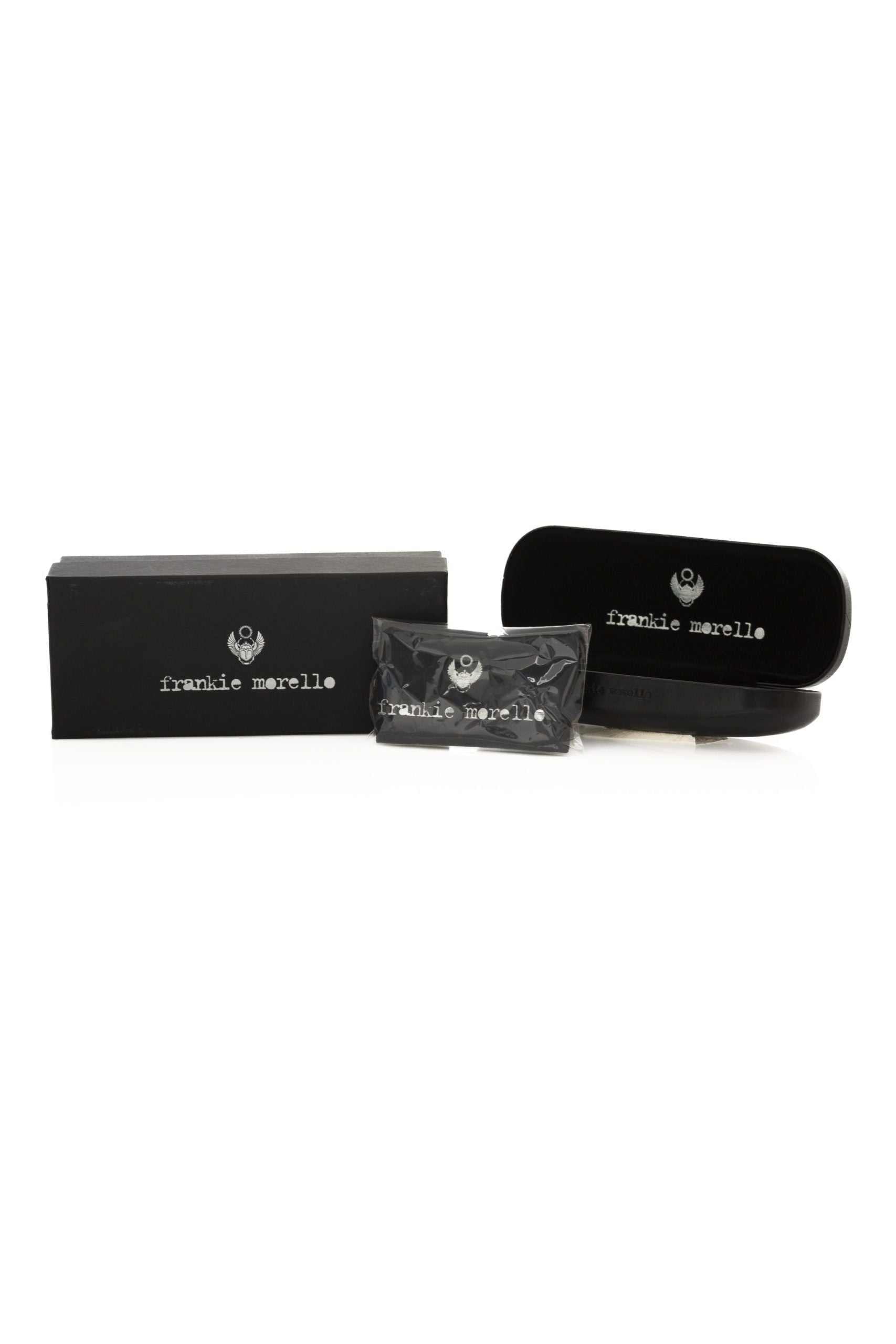 Schwarze Frankie Morello Metall-Brillenfassung für Herren mit Clubmaster-Design und italienischer Herstellung