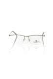 Frankie Morello silberne Herrenbrille im Metallic-Look mit Clubmaster-Design und Havana-Bügeln