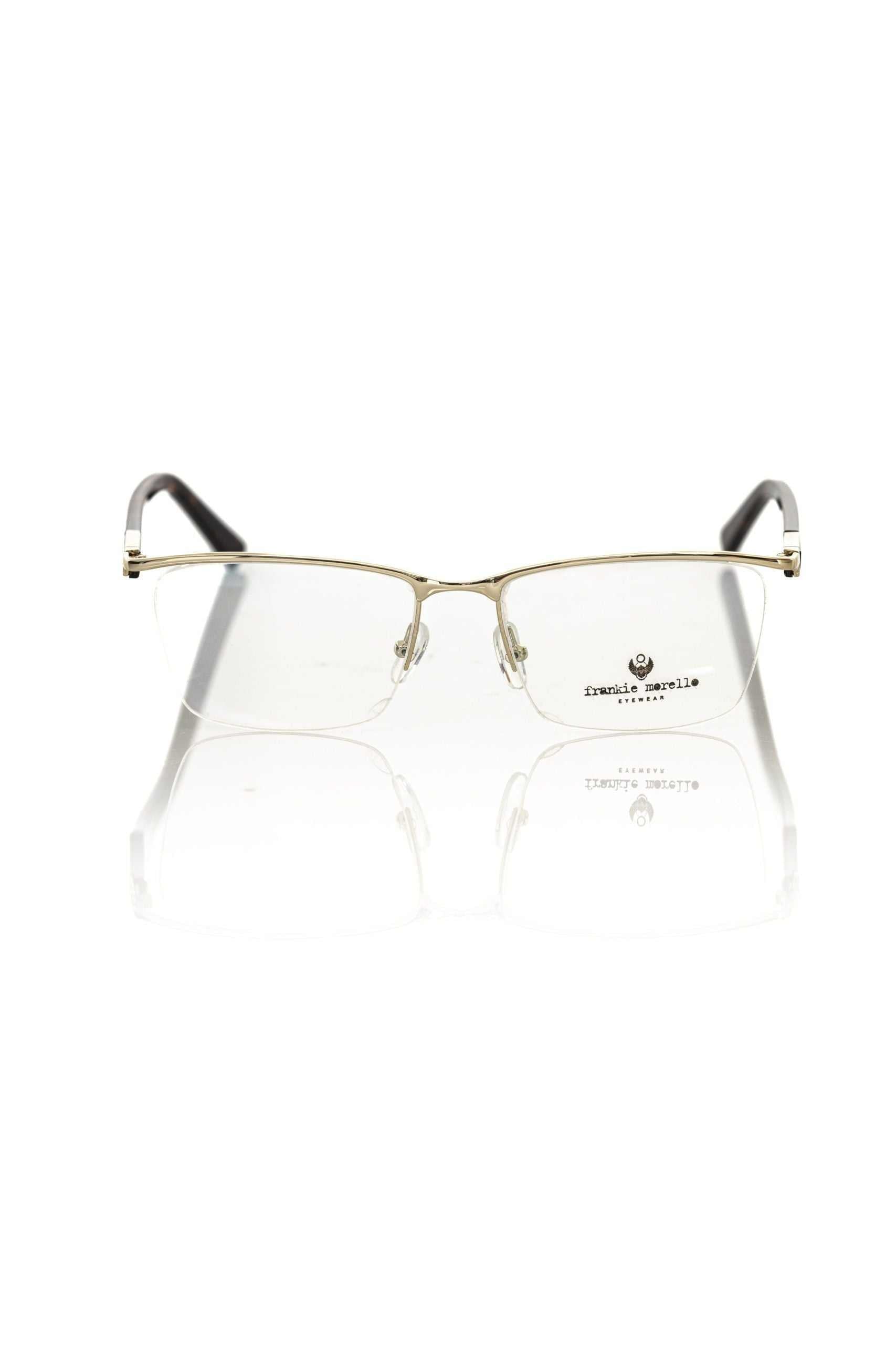 Frankie Morello goldfarbene Clubmaster Herrenbrille mit Havana-Bügel und elegantem Metallgestell