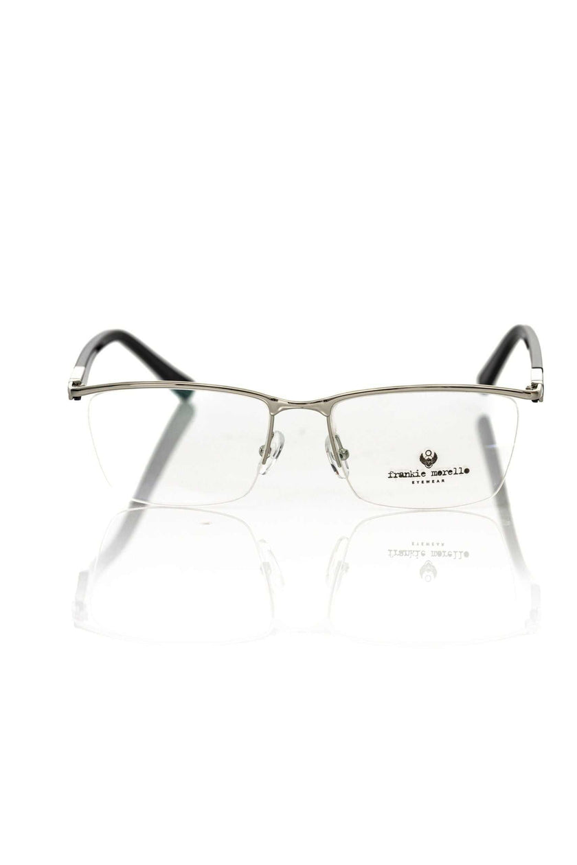 Frankie Morello schwarze Metallbrille für Herren im Clubmaster-Stil mit elegantem Design und Logo