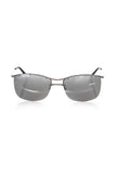 Frankie Morello Herren-Sonnenbrille Clubmaster mit silbernem Metallgestell und grauen Spiegelgläsern