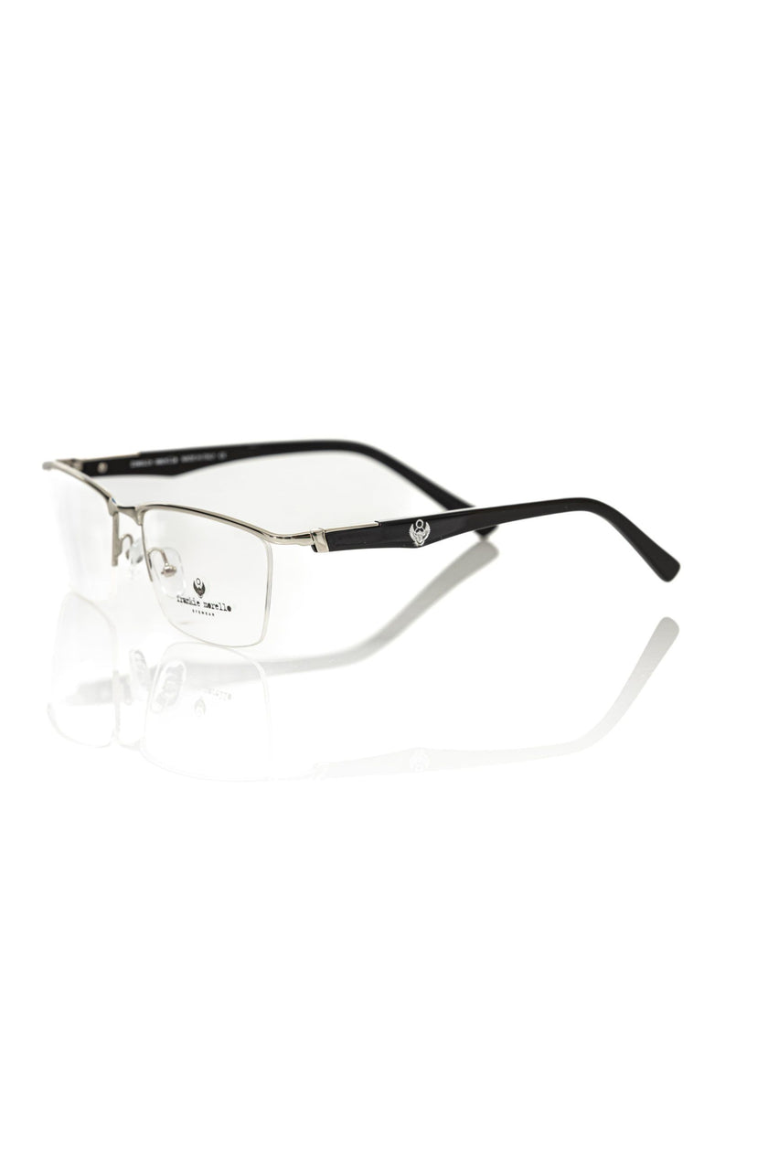 Frankie Morello Schwarze Herrenbrille aus Metall