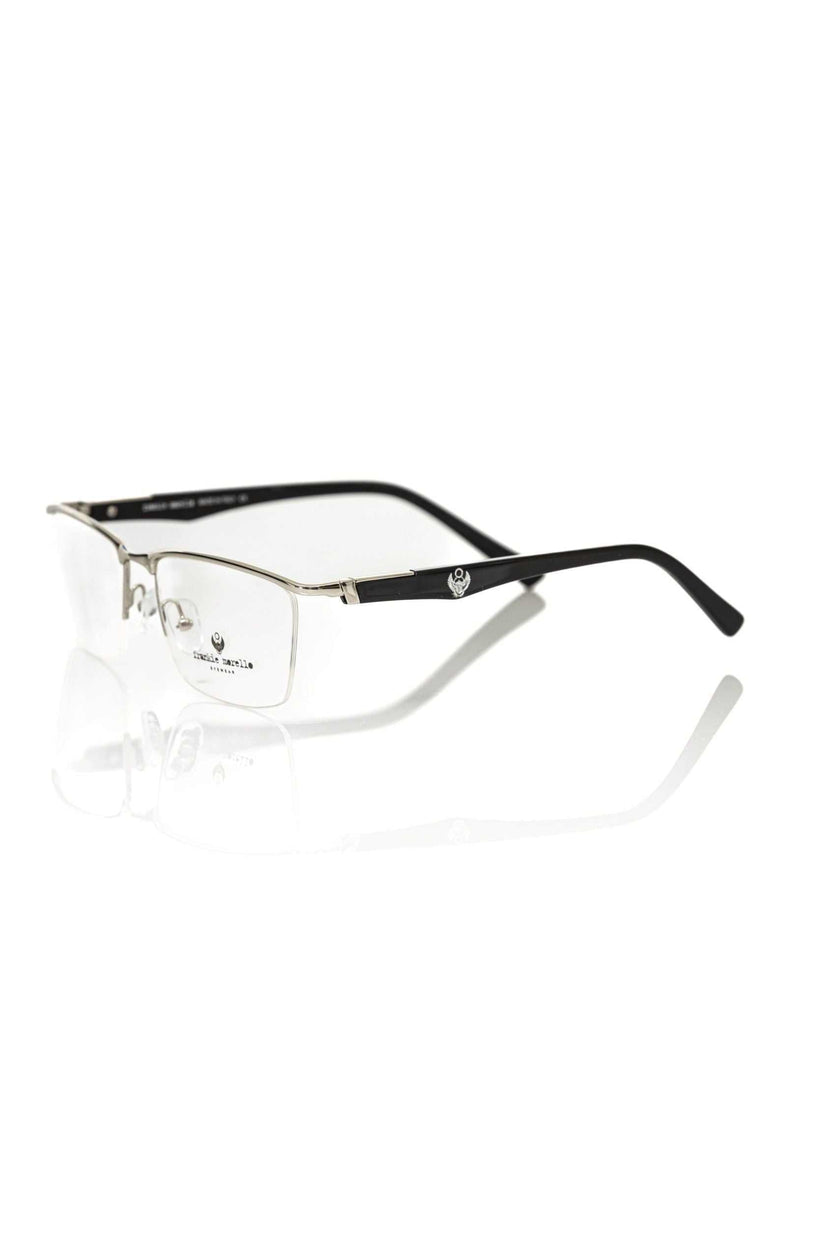Schwarze Frankie Morello Metallbrille für Herren im Clubmaster-Stil