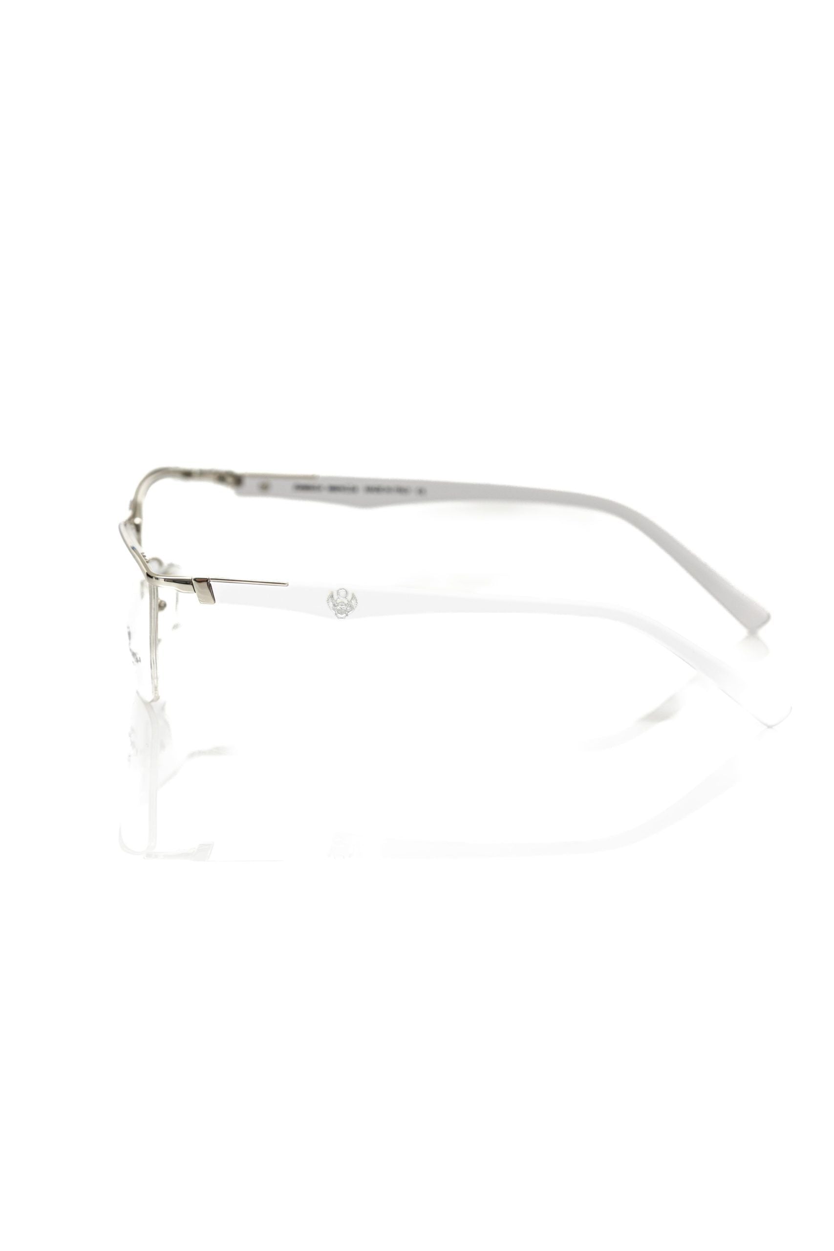 Frankie Morello silberne Herrenbrille mit metallischem Clubmaster-Design und Havana-Bügeln