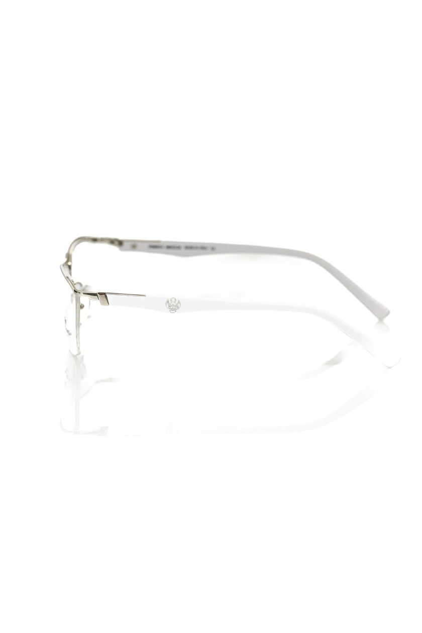 Frankie Morello silberne Herrenbrille mit metallischem Clubmaster-Design und Havana-Bügeln