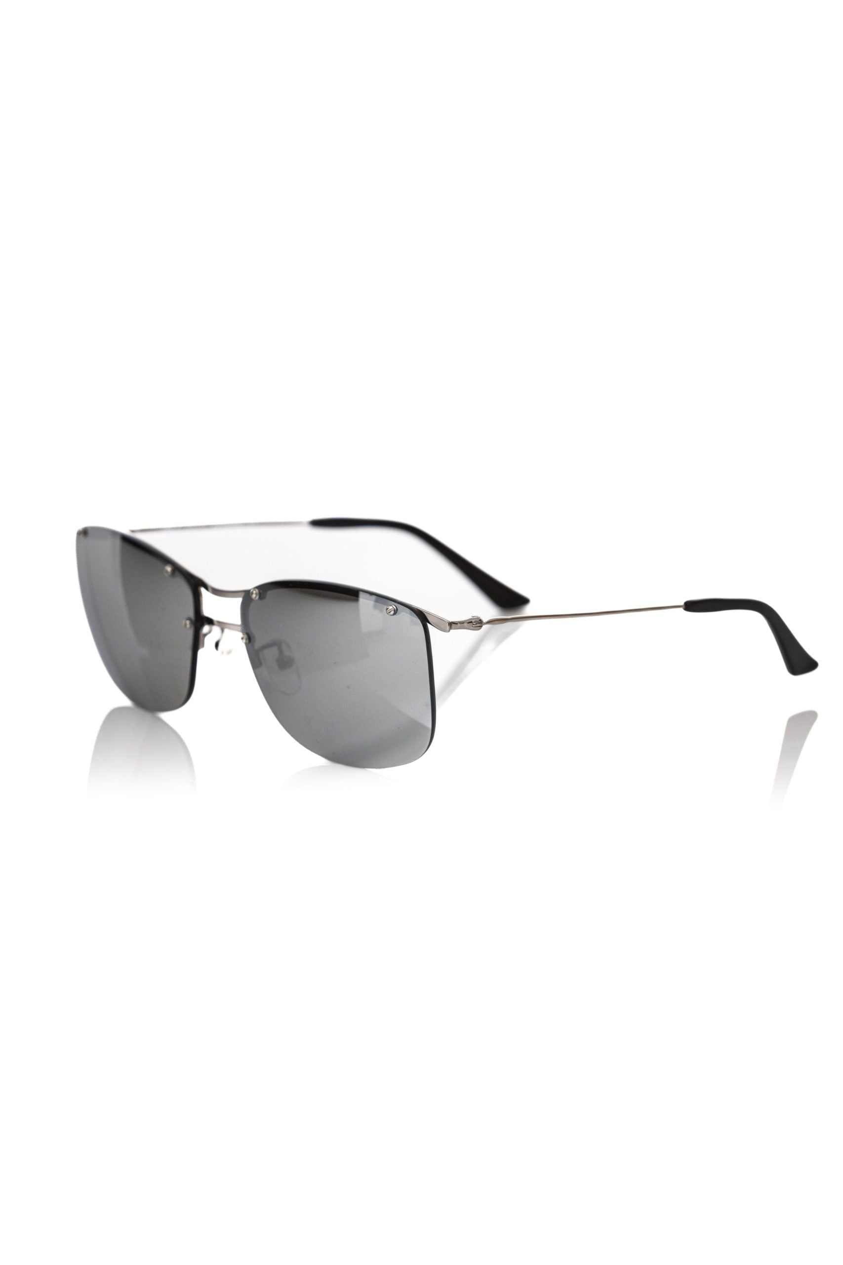 Frankie Morello Herren-Sonnenbrille aus silbernem Metall mit grauen Spiegelgläsern, italienisches Design
