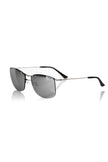 Frankie Morello Herren-Sonnenbrille aus silbernem Metall mit grauen Spiegelgläsern, italienisches Design