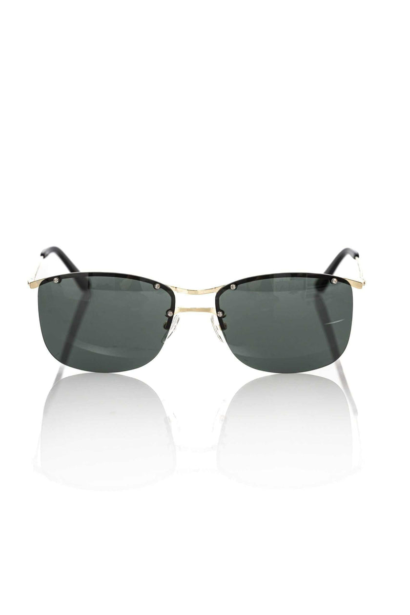 Frankie Morello Sonnenbrille Herren schwarzer Metallfaserrahmen elegante schwarze Gläser