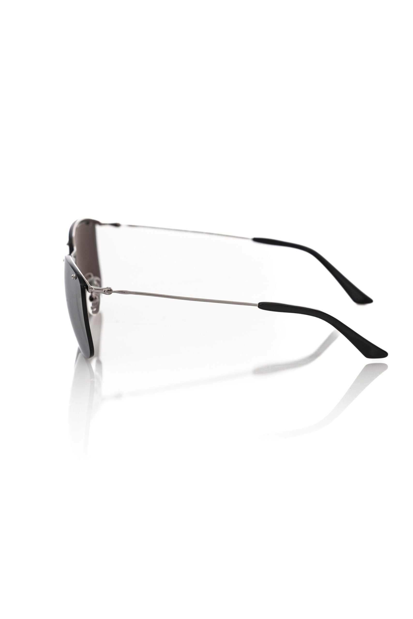 Frankie Morello Herren-Sonnenbrille mit silbernem Metallgestell und grauen Spiegelgläsern in italienischer Handwerkskunst