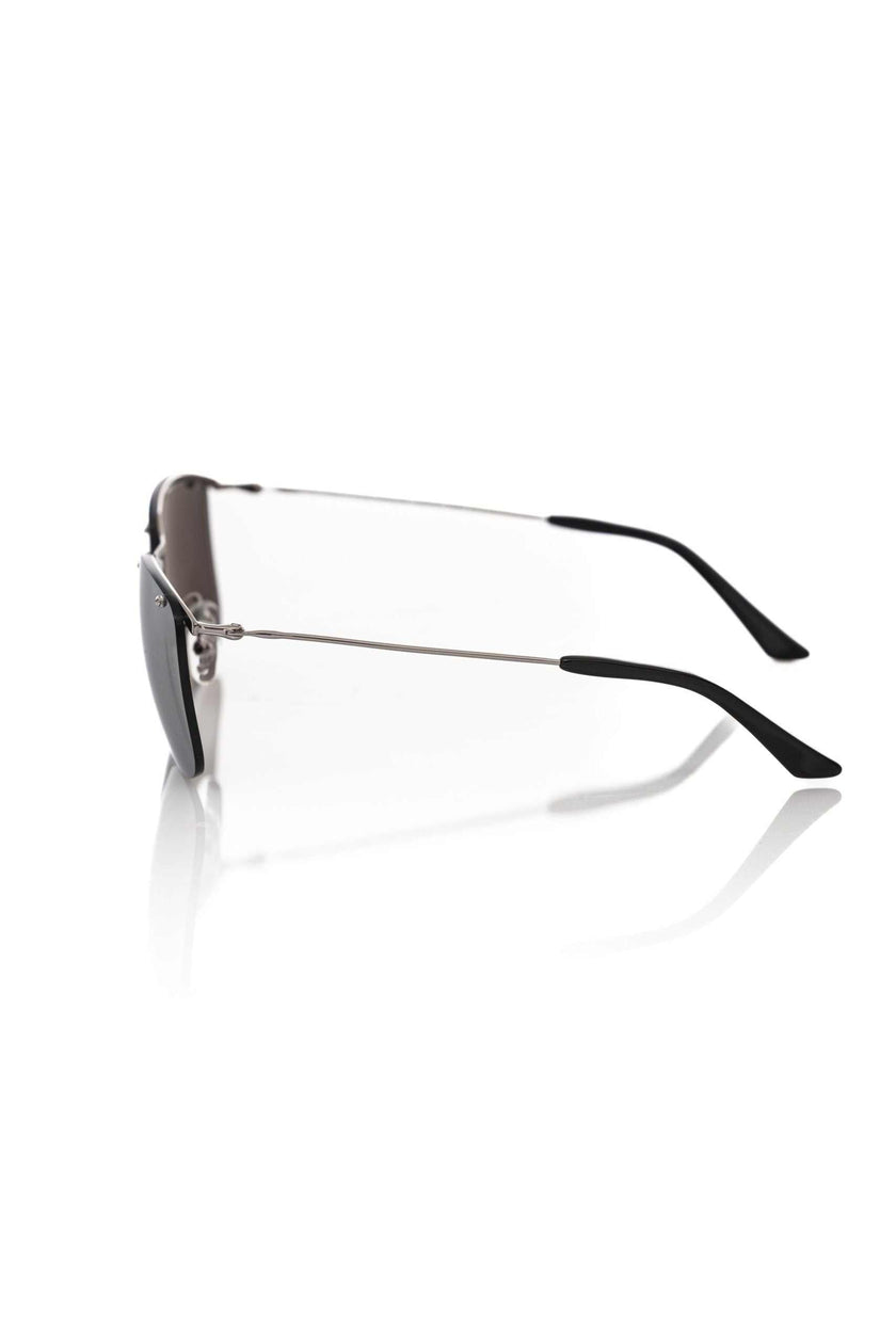 Frankie Morello Herren-Sonnenbrille mit silbernem Metallgestell und grauen Spiegelgläsern in italienischer Handwerkskunst