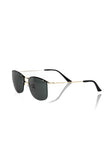 Frankie Morello Sonnenbrille Herren schwarzer Metallrahmen elegante Clubmaster-Optik