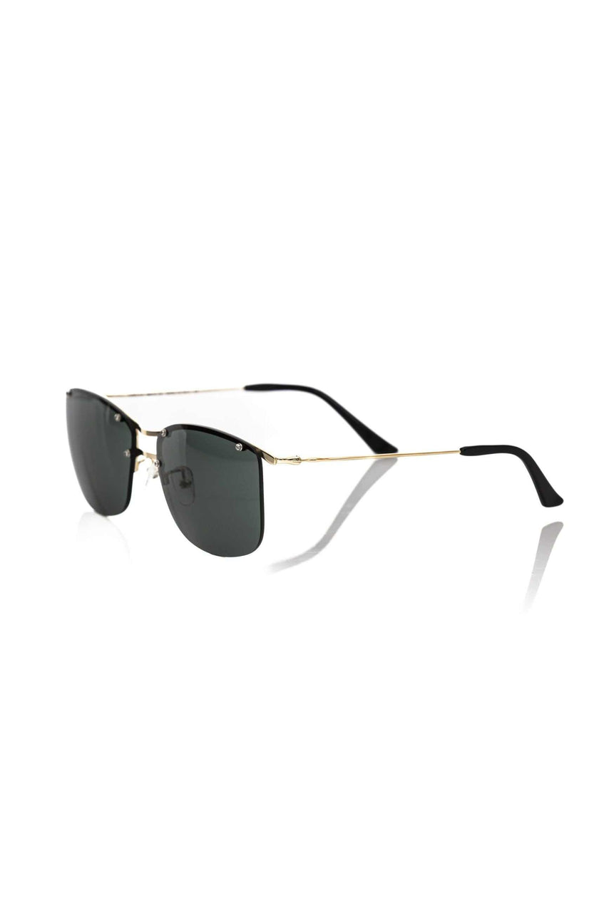 Frankie Morello Sonnenbrille Herren schwarzer Metallrahmen elegante Clubmaster-Optik