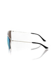Frankie Morello Herren-Sonnenbrille silbernes Metallgestell blaue Spiegelgläser italienische Handwerkskunst