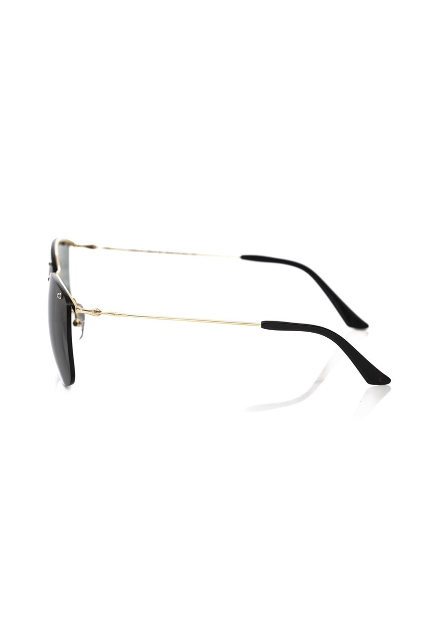 Frankie Morello Sonnenbrille für Herren mit schwarzem Metallrahmen und eleganten schwarzen Gläsern