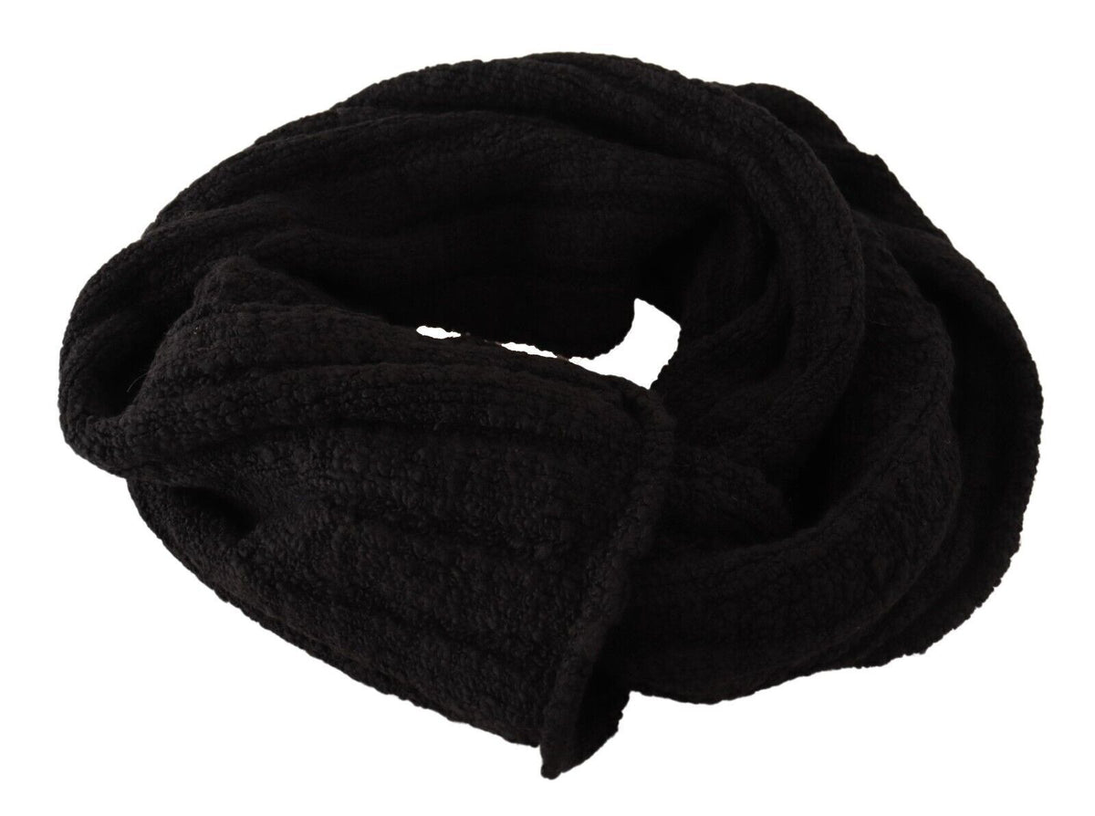 Dolce & Gabbana Schwarzer Schurwolle gestrickter Unisex-Wärmer-Schal