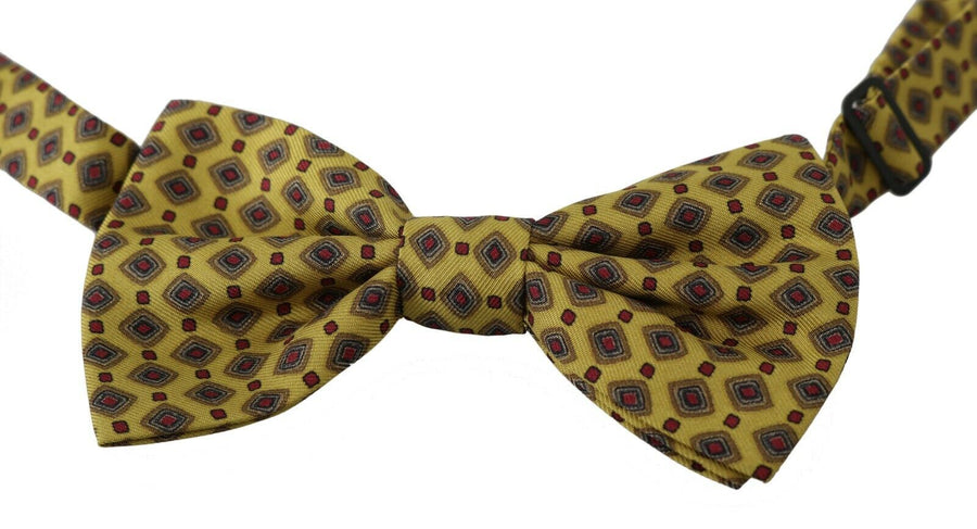 Dolce & Gabbana Yellow Patterned Adjustable Silk Tie