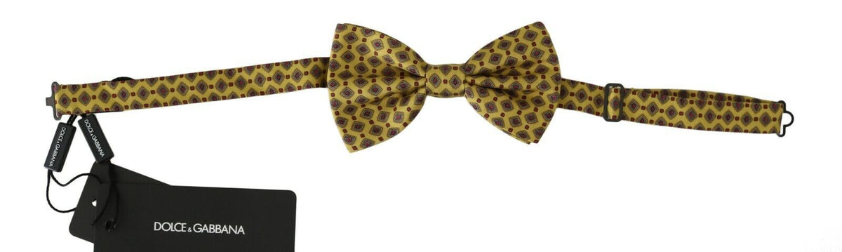 Dolce & Gabbana Yellow Patterned Adjustable Silk Tie
