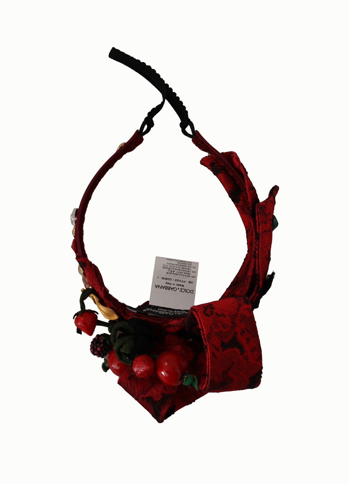 Dolce & Gabbana Kirsche Seide Kristall Schleife Logo Diadem Tiara Stirnband