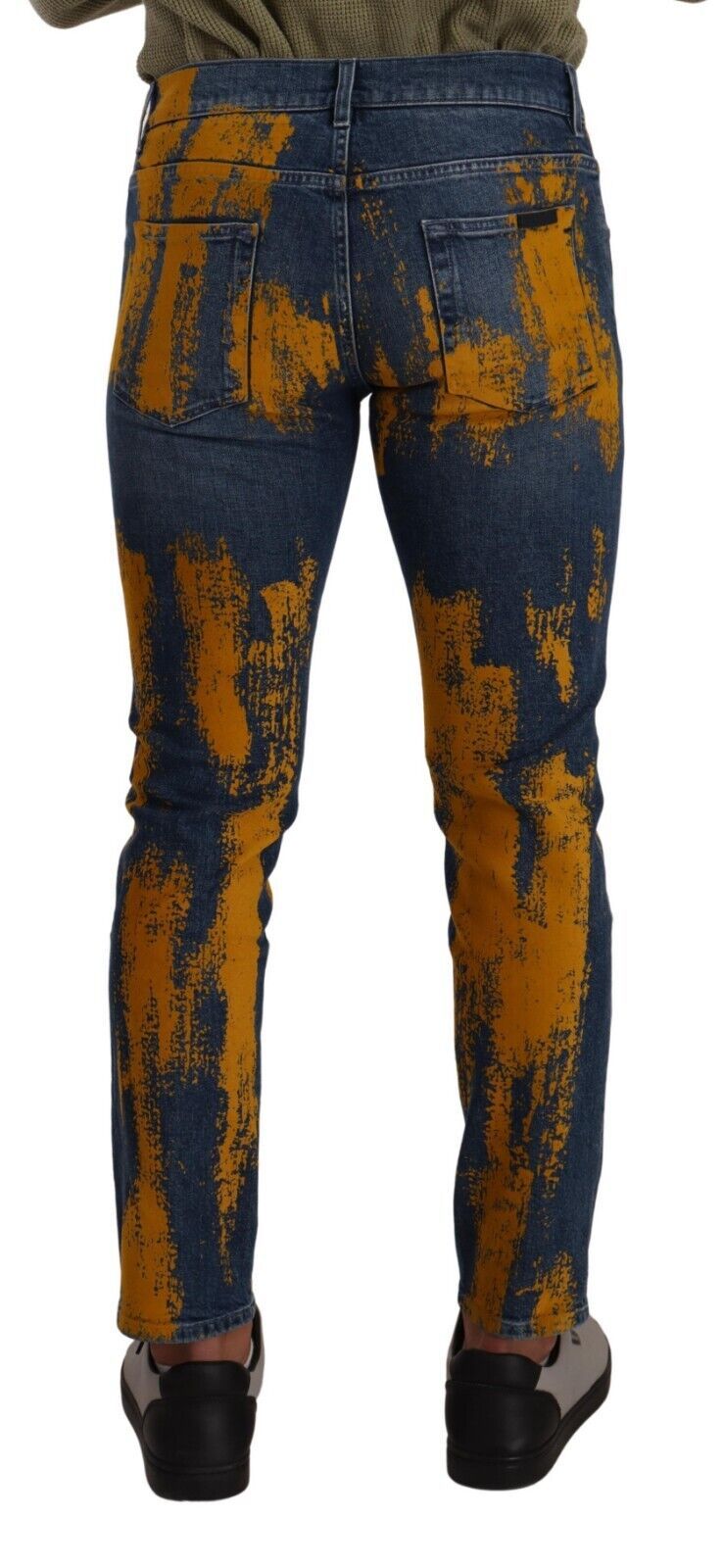 Dolce & Gabbana Blue Yellow Dye Cotton Skinny Men's Denim Jeans