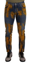 Dolce & Gabbana Blau Gelb Dye Baumwolle Skinny Herren Denim Jeans