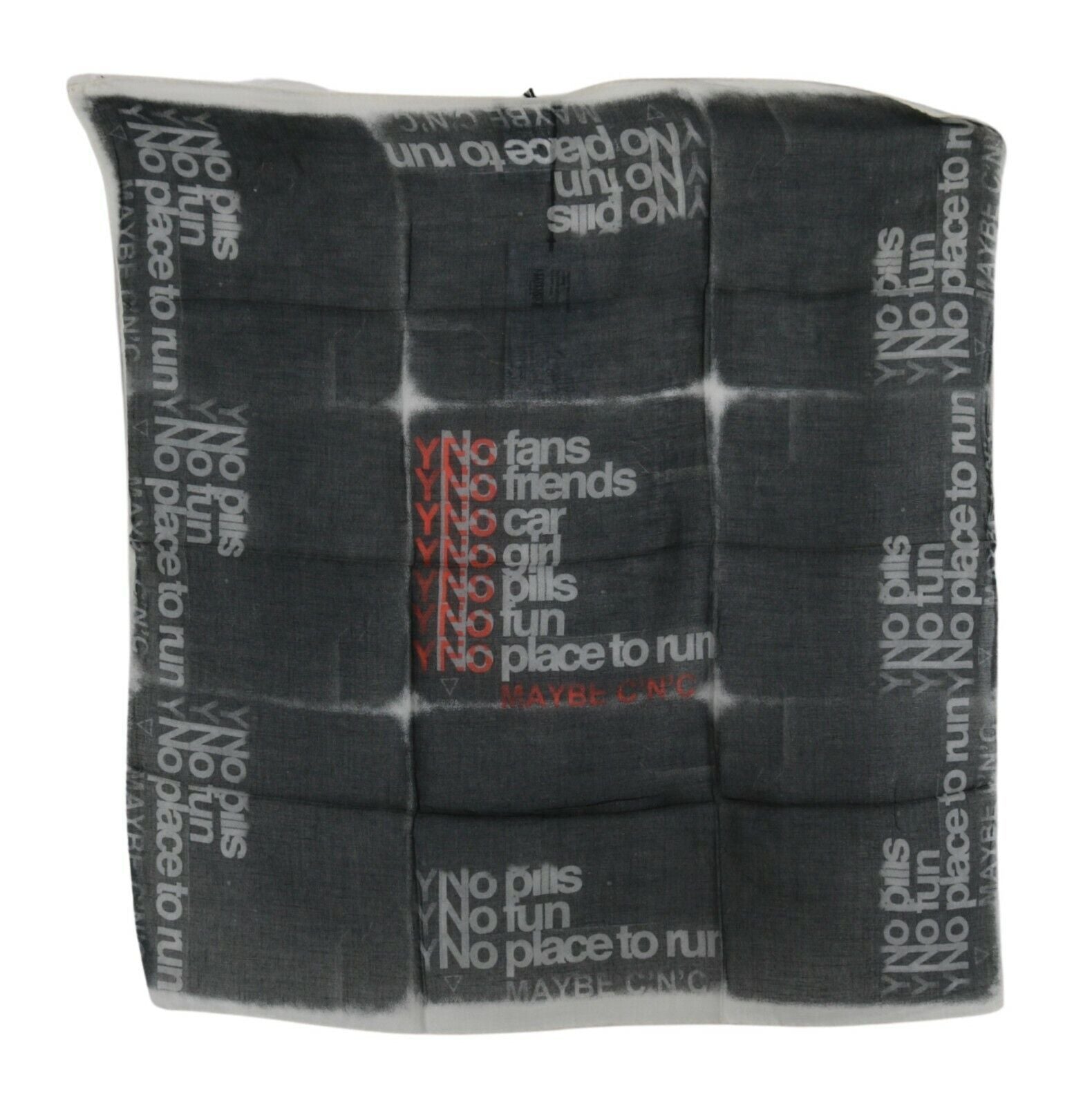 Costume National Dark Grey Wool Foulard Scarf with Branding