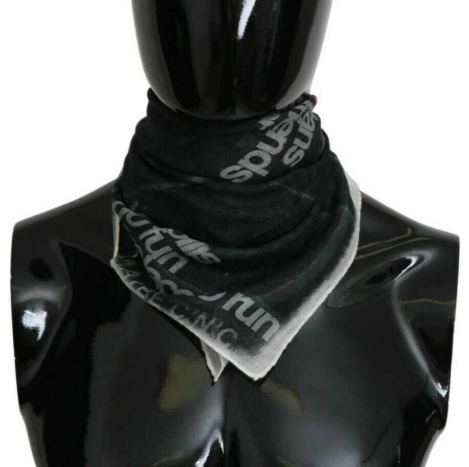 Costume National Dark Grey Wool Foulard Scarf with Branding