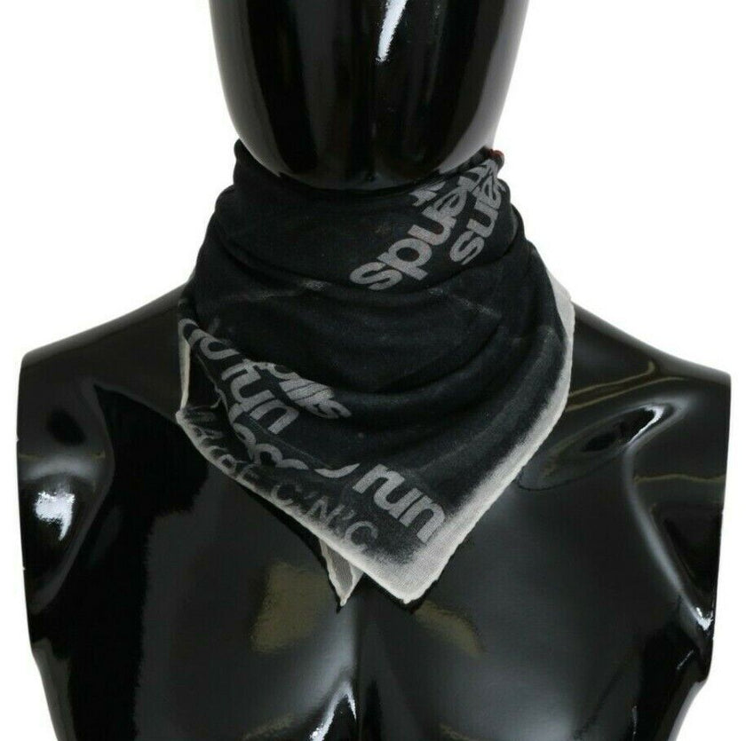 Costume National Dark Grey Wool Foulard Scarf with Branding